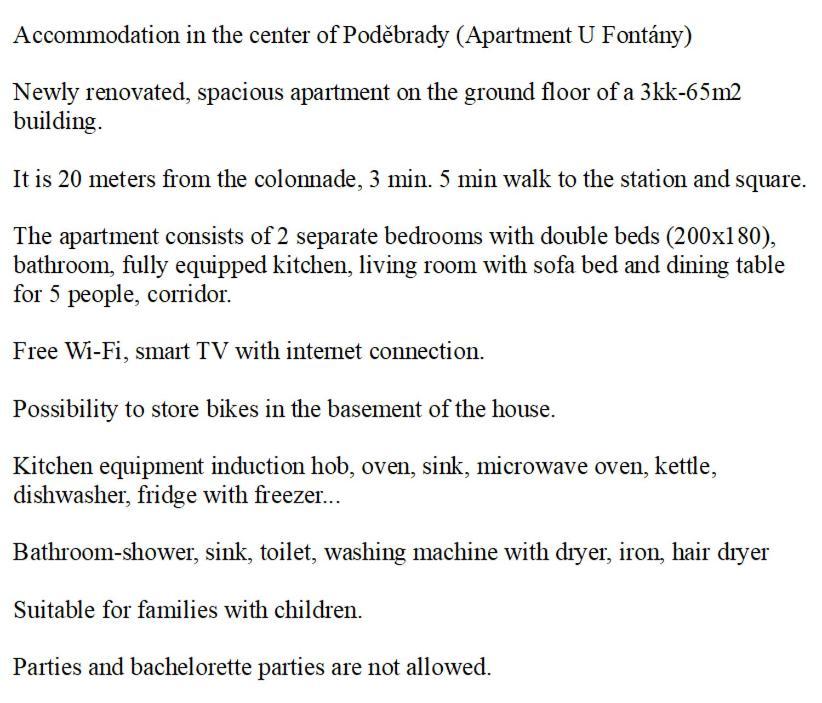 Apartman U Fontany Poděbrady Extérieur photo